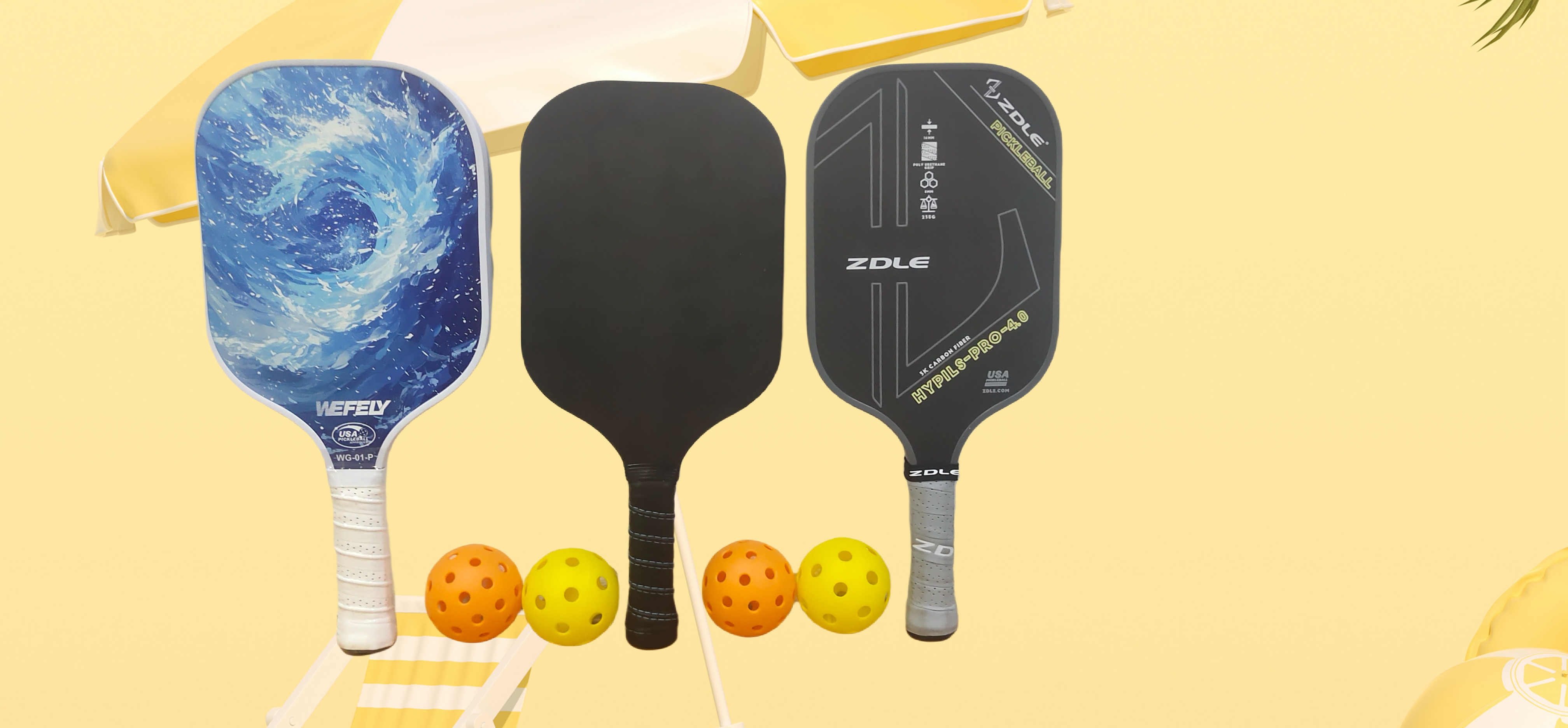 Pickleball paddles set of 2, thickened 16mm fiberglass